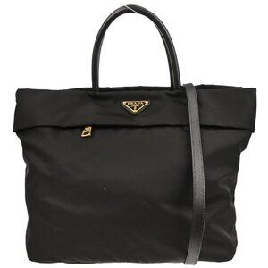 Prada Black Nylon 2way Tote Handbag 173 126410
